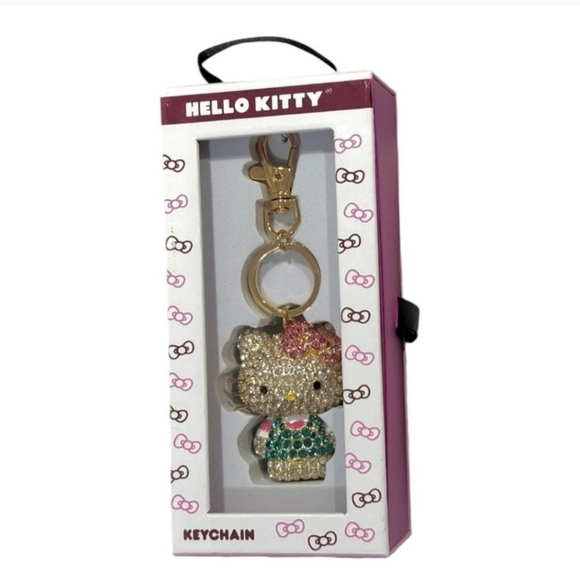 💚🔹️Hello Kitty 🔹️by Sanrio Keychain - Crystal-Studded Charm for Bag - Picture 9 of 9